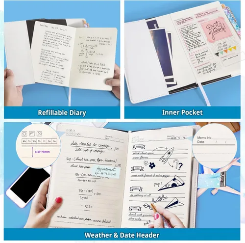 Miniatura 4 de Diario Beadsky con Cerradura para Niñas de 8 a 12 Años, Diario Secreto A5 con Cerradura, Cuaderno de 192 Páginas con Bloqueo de Contraseña y Lápiz