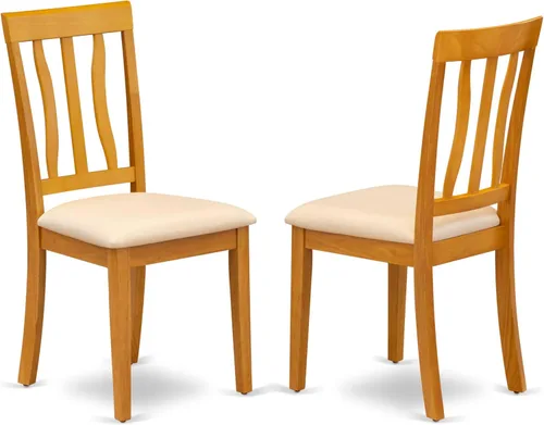 Miniatura 5 de East West Furniture ANTI3-OAK-C - Juego de mesa y sillas de cocina de 3 piezas que contiene una mesa de comedor redonda con pedestal y 2 sillas