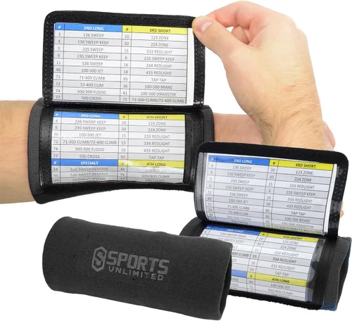 Sports Unlimited Banda Instructora Triple para Adultos, Muñequeras de Fútbol para Jugadas, Muñequeras de Béisbol, Bandas de Brazo QB Negro