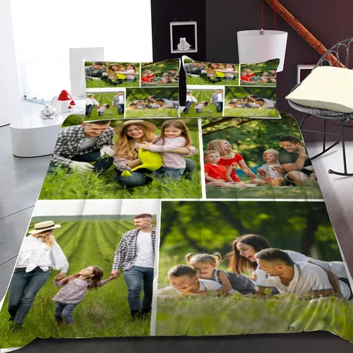 Miniatura 13 de Juego de edredón personalizado con fotos, juegos de cama personalizados con imágenes para niños y niñas (1 edredón y 2 fundas de almohada)