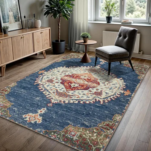 Miniatura 22 de GLN Rugs Bohemian Collection - Alfombra de felpilla lavable a máquina, bohemio vintage, antideslizante, alfombra de felpilla de pelo bajo, alfombra