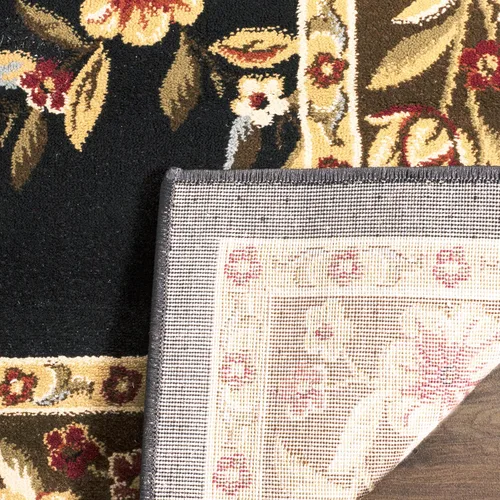 Miniatura 5 de SAFAVIEH Lyndhurst Collection - Alfombra de pasillo, 2 pies 3 pulgadas x 8 pies, color negro y marrón, diseño tradicional de enrejado floral,