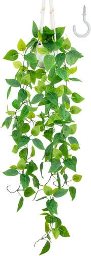 Miniatura 24 de LOYWREE Plantas Artificiales de 35.4 Pulgadas en Maceta Negra Plantas Colgantes Falsas Realistas en Maceta con Hiedra Artificial y Pothos - Ideal