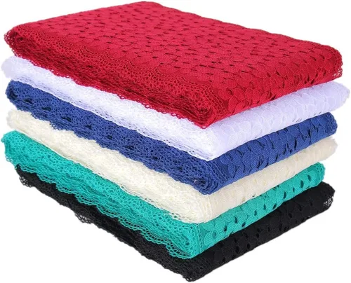 Miniatura 5 de Cinta de encaje floral de 5 yardas, tela bordada elástica de encaje de tul para accesorios para el cabello, manualidades, decoración de fiesta
