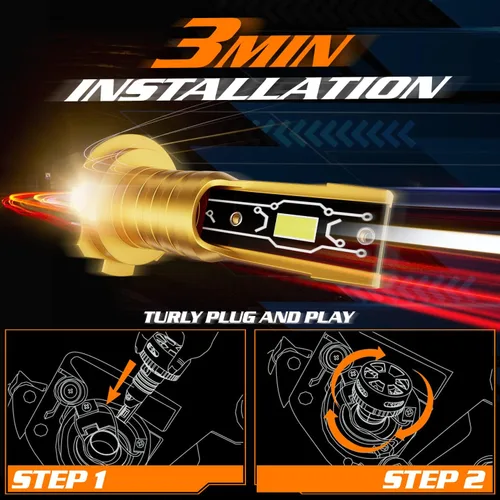 Miniatura 9 de M-AUTO H7 Bombillas LED, 3600 lúmenes, 6500 K, blanco frío, 1:1 tamaño mini LED para faros delanteros, luces de circulación diurna para reemplazo