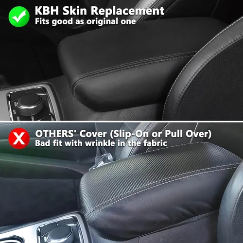Miniatura 6 de KBH Funda de Reemplazo para Reposabrazos de Consola Central para Dodge Durango y Jeep Grand Cherokee 2011-2020, Cuero Vinílico, Tapicería para Negro