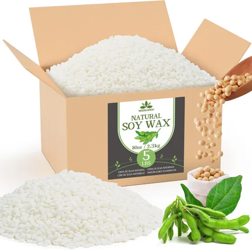 Cera de soja, cera de soja natural Waxcanpy para hacer velas, cera orgánica de vela de granja, sin aditivos, inofensiva y pura (5 libras)