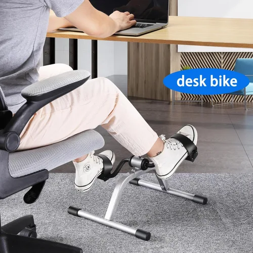 Miniatura 5 de RYGEO Mini bicicleta estática para ejercicios de recuperación de piernas y brazos, bicicleta de piso ligera y portátil Gris