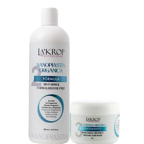 LAKROP NANOPLASTIA ORGANICA 500ML QUERATINA TRATAMIENTO CABELLO - KERATINA PARA ALISAR EL PELO, PARA CABELLO SECO Y MALTRATADO - KERATINA ORGANICA