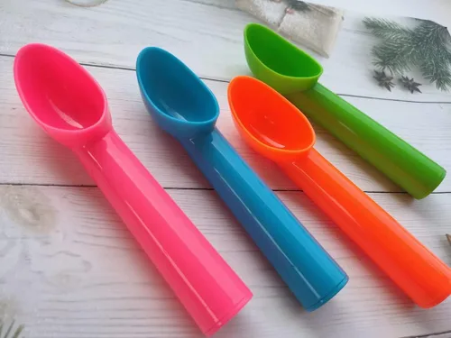 Miniatura 7 de Paquete de 4 cucharas de plástico para helados, antiadherentes, anticongelante, para frutas, sandía, yogur, bola de melón, cuchara de sorbete