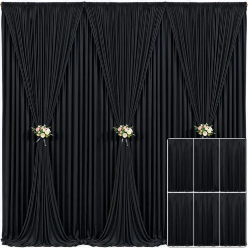 Miniatura 105 de Cortina de fondo beige de 10x10 para bodas y fiestas, cortina de fondo beige sin arrugas para fotos, cortinas de fondo para decoración de baby Gris