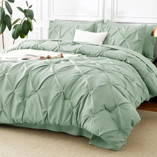 Miniatura 45 de CozyLux - Juego de ropa de cama con pliegues plisados de 7 piezas en una bolsa; edredón tamaño King para todas las estaciones, sábanas, fundas