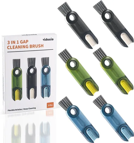 Miniatura 13 de Set de cepillos de limpieza de 3 en 1 para tapas de tazas, herramientas de limpieza multifuncionales para botellas aisladas, limpiador de portavasos