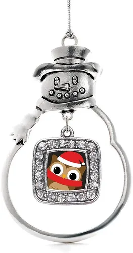 Miniatura 217 de Inspired Silver - Adorno de rodillo de reina - Adorno cuadrado de plata con muñeco de nieve con joyas de circonita cúbica