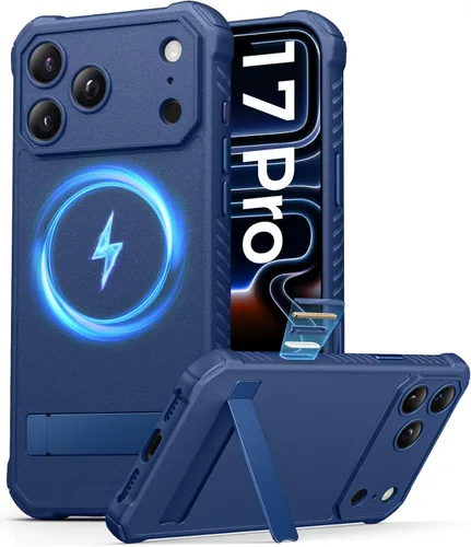 Miniatura 19 de ASAFCASE Funda magnética para iPhone 17 Pro Max, soporte integrado, compatible con MagSafe, protección contra caídas de grado militar, botón