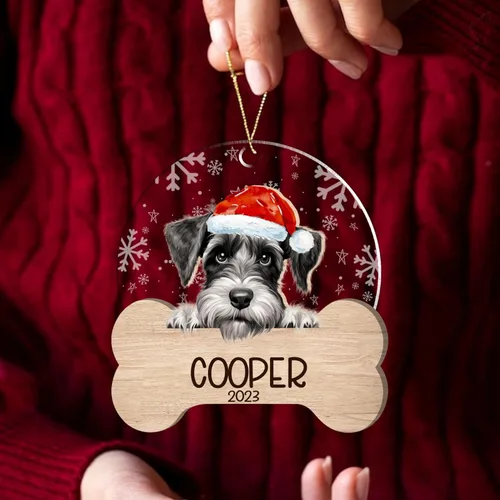 Miniatura 170 de Nazenti American Pit Bull Terrier Adorno de Navidad, adorno de perro fotográfico, adorno de perro personalizado, adornos de fotos de madera