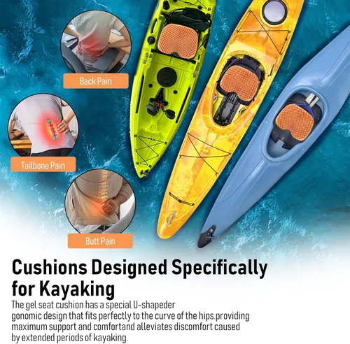 Miniatura 5 de Cojín de asiento de kayak, asiento de kayak de gel grueso antideslizante impermeable, almohadilla de goma portátil para remo de canoa para estadio