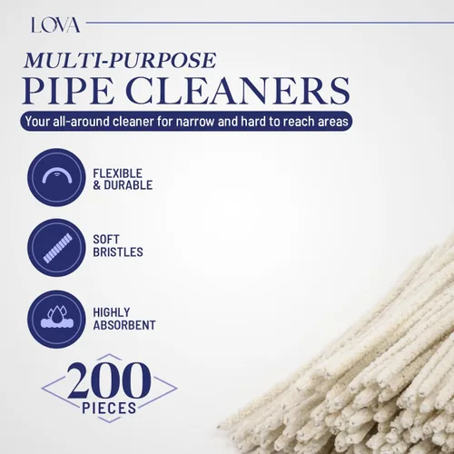 Miniatura 4 de LOVA Limpiadores de pipas de tabaco de cerdas suaves, 200 cepillos de limpieza de tallo de algodón 100% de 6 pulgadas con alambre flexible
