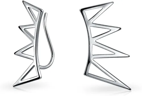Aretes de trepadores geométricos bohemios y minimalistas con picos de pirámide y triángulos de oruga, para mujeres, adolescentes, chapados en oro