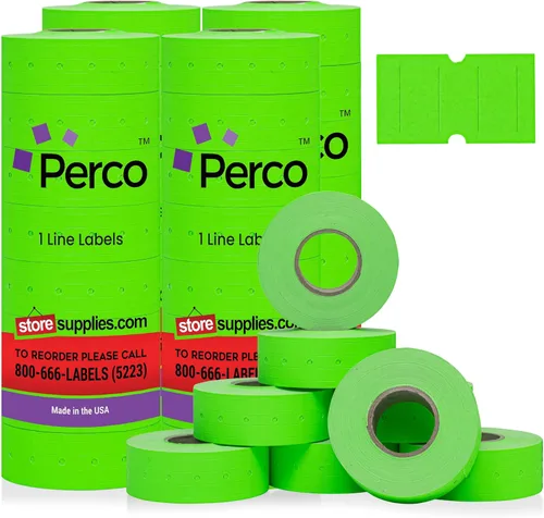 Miniatura 44 de Etiquetas azules Perco de 1 línea - 8 rollos, 1 funda, 8,000 etiquetas en blanco para pistolas de precio y fecha de 1 línea Perco - Fabricadas