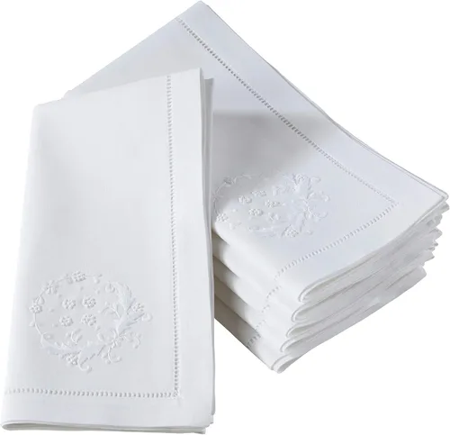 Miniatura 47 de Juego de 6 servilletas bordadas de magnolia hechas a mano con borde cosido