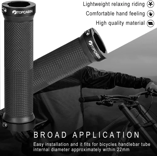 Miniatura 4 de TOPCABIN - Puños de manillar de bicicleta de doble bloqueo - Puños de goma cómodos para BMX y bicicleta de montaña Negro