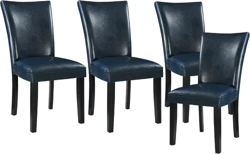 Miniatura 20 de Parsons CY1331BL - Juego de 2 sillas de comedor con patas de madera maciza, sillas laterales de piel sintética para cocina con asiento tapizado
