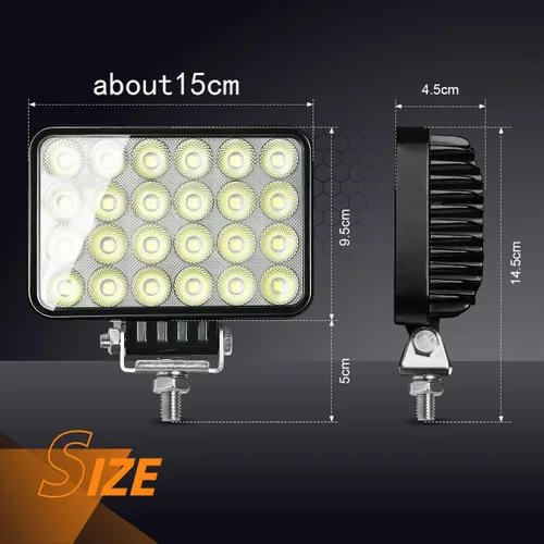 Miniatura 7 de 2PACK 72W Luz de Trabajo LED de 12/24 voltios 9000LM, Luz de Conducción LED Cuadrada de Alta Potencia, Faros Antiniebla con Haz Combinado de Foco