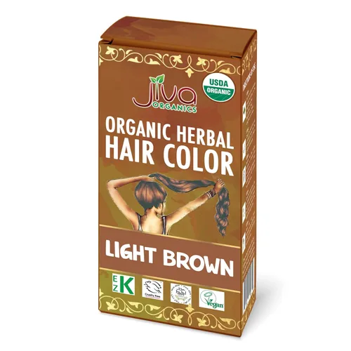 Jiva - Tinte orgánico para el cabello castaño claro, 100 % herbario con canela y henna, colorante natural orgánico certificado para el cabello, 100
