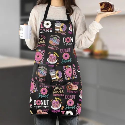 Miniatura 6 de MNIGIU Delantal para hornear donas, regalo temático para pastelería, delantal con bolsillos, regalo de donas dulces, panadero, mercancía