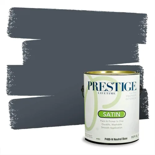 Miniatura 1276 de Pintura Exterior + imprimación PRESTIGE, todo-en-uno, 1 galón, acabado mate, color comparable al Valspar* Royal Gray* VS151-Gris real