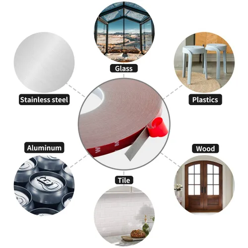 Miniatura 5 de ToLanbbt Cinta adhesiva de doble cara, resistente al agua, cinta adhesiva de montaje para tiras de luces LED, decoración del hogar, decoración