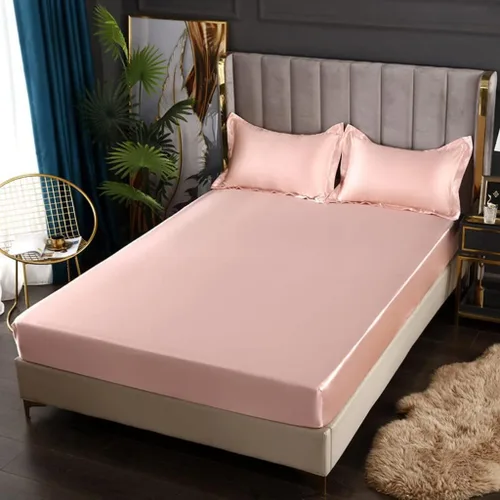 Juego de sábanas de satén, color rosa claro, sábana bajera de satén similar a la seda, ultra suave, juego de ropa de cama de lujo para niños,
