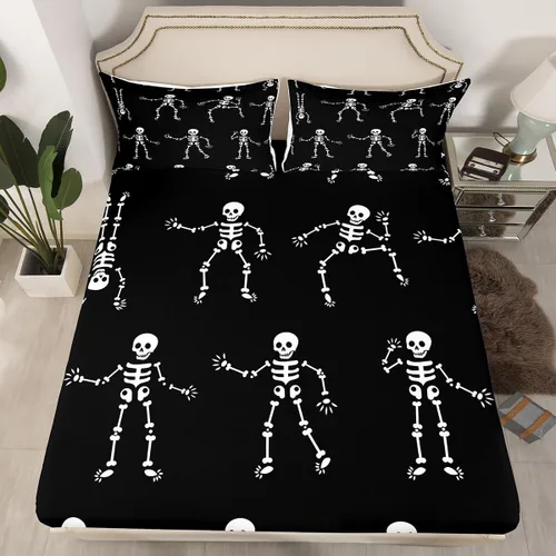 Miniatura 18 de Erosebridal Sábana bajera ajustable de Halloween, diseño de calabaza de dibujos animados, diseño de arco iris para niños, niñas, adolescentes