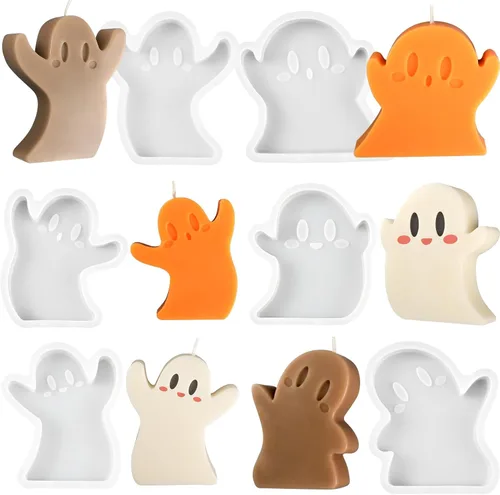 Miniatura 14 de Moldes de vela de calavera de Halloween, moldes de mano de fantasma 3D de calavera de silicona para fundición de resina epoxi, moldes para hacer 1
