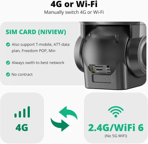Miniatura 4 de Cámara de seguridad celular 4G LTE para exteriores, cámara solar inalámbrica de 10x zoom óptico 4K, 12000mAh, sin WiFi o modo WiFi 2, cámara