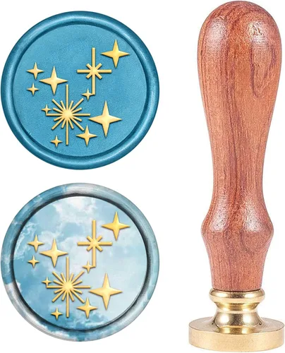Miniatura 11 de CRASPIRE Sello de cera para gatos, sello de cera de luna, diseño de flores, retro, de 0.98 pulgadas, cabeza de sello de latón extraíble con mango