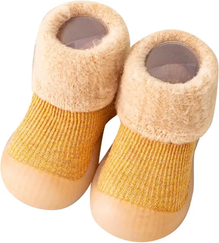 Calcetines para niños pequeños antideslizantes parte inferior suave zapatos para caminar por primera vez suela de goma antideslizante para niñas y
