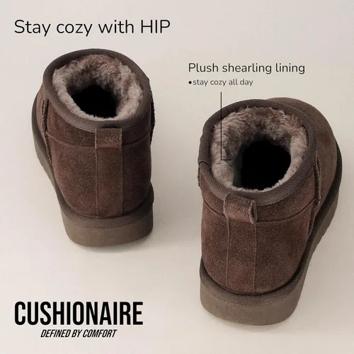Miniatura 105 de CUSHIONAIRE, Hip 2 - Botas de nieve de gamuza auténtica para mujer, sin cordones, con cómodo forro de piel de oveja sintética + espuma viscoelástica