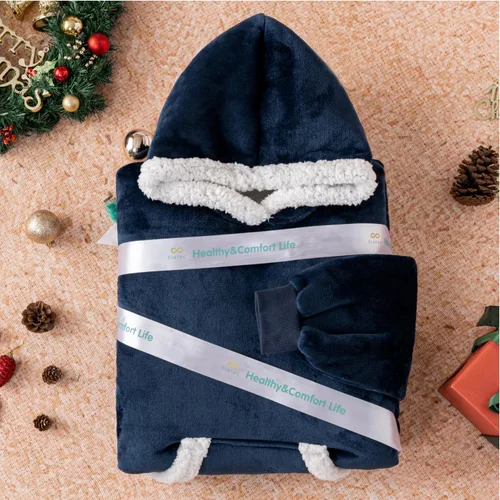 Miniatura 5 de Sioloc - Manta con capucha de gran tamaño para mujeres/niños/hombres, sudadera con capucha de sherpa extragrande y acogedora Azul marino