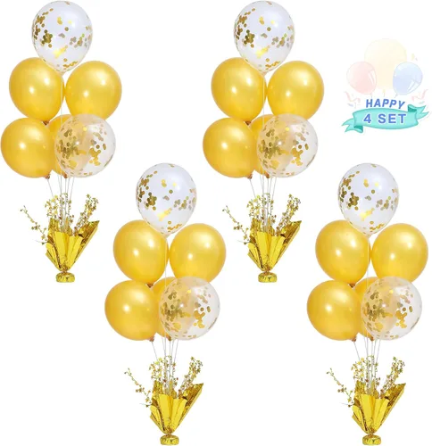 Miniatura 12 de 2 Juego de Globos de Mesa Negros con Spray de Aluminio para Centro de Mesa con Globos Negros y de Confeti, Kit de Soporte para Decoración de Mesa