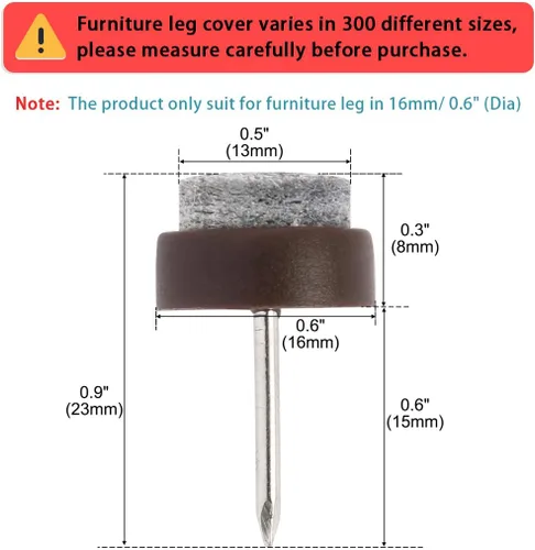 Miniatura 2 de uxcell Home Mesa Silla Muebles Patas Patas Protector de Piso 16mm/0.6" Dia Pack de 16