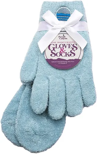 Miniatura 13 de Kit de cuidado de pies con calcetines y guantes hidratantes y bálsamo para talones de Purple Canyon Calcetines y guantes color durazno infundidos