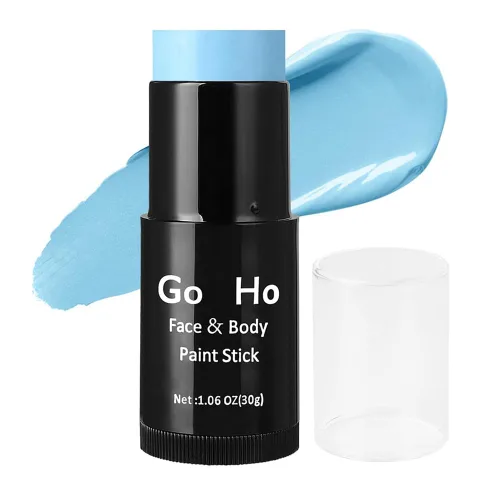 Miniatura 17 de Go Ho Barra de Pintura Facial Azul Mezclable en Crema (29.99 g), Pintura Corporal y Facial Azul Real de Cobertura Total para Adultos, Niños, Palo
