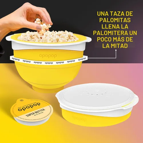 Miniatura 6 de Opopop Palomitas de maíz para microondas - Paquete variado de 4 unidades Kit de palomitas gourmet, Recipiente plegable de silicona para hacer