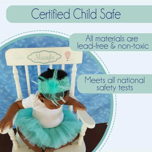 Miniatura 8 de My Bambino Mecedora de madera personalizada para niños, mecedora para niñas, mecedora de madera blanca Silla para niños pequeños con nombre