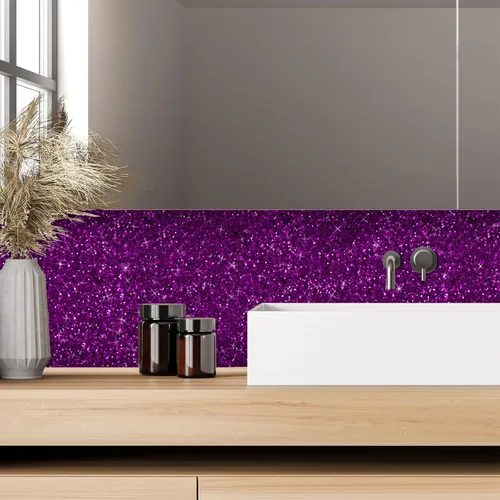 Miniatura 4 de CRE8TIVE Papel tapiz con purpurina gruesa de 8 x 80 pulgadas, para pegar y pelar, borde de papel tapiz morado texturizado extraíble, lentejuelas