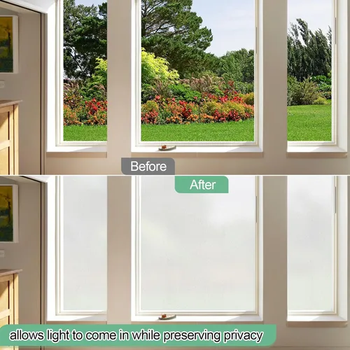 Miniatura 6 de vivinin Película de vidrio esmerilado para ventana, 17.3 x 236.2 pulgadas, película de privacidad anti UV, película de privacidad para ventana