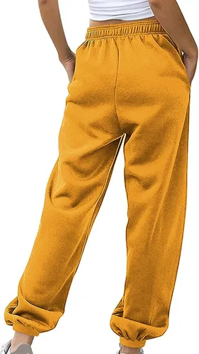 Miniatura 5 de Pantalones deportivos de algodón para mujer, con bolsillos, con cordón, pantalones de yoga para mujer a la moda