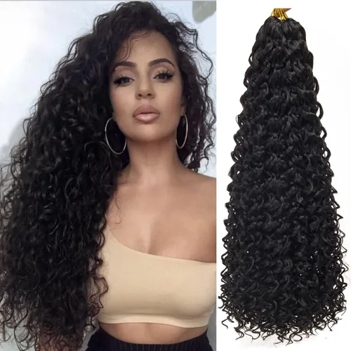 Miniatura 47 de 8 Paquetes de Cabello Rizado con Ganchillo GoGo, Cabello Rizado con Ganchillo para Mujeres Negras, Trenzado de Onda Profunda, Cabello Sintético
